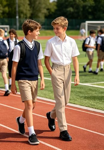Image of DHTS Boys Dress Pants (Size 2-20 Years) Slim Fit Uniform Pants for Toddler & Teens