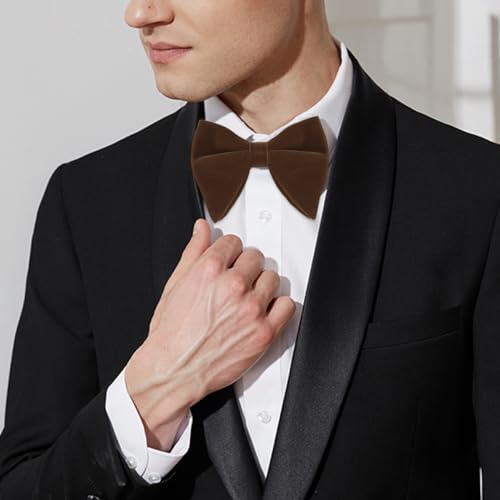 Image of Alizeal Velvet Pre-tied Adjustable Bow Tie for Men Oversize Formal Solid Tuxedo Bowtie