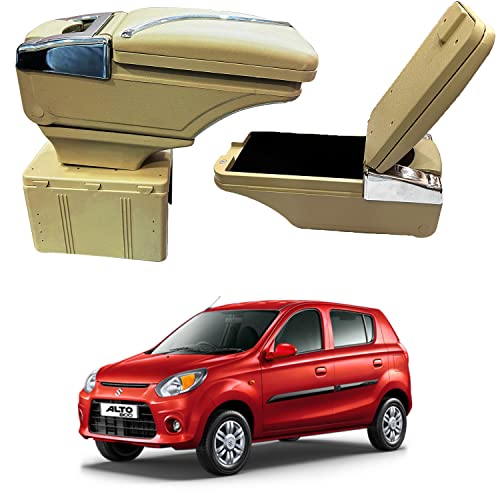 Image of Oshotto PU Leather AR-02 Car Armrest Console Box Compatible with Maruti Suzuki Alto 800 - Beige