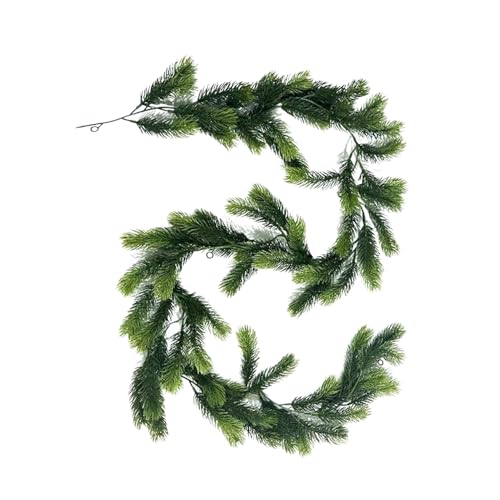 Evergreen - Guirnalda de pino artificial de 180 cm con agujas de tacto real, decoración de manto preformado para escaleras, ventanas, puertas, guirnaldas, guirnaldas de Navidad para interiores y