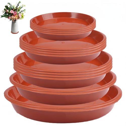 eupdd 16 Pièces Coupelle Pot de Fleur Rouge: 16/20/24/28/32 Soucoupes pour Plantes, pour l'intérieur et l'extérieur, Soucoupe Pot Fleur, Soucoupes pour Pots...