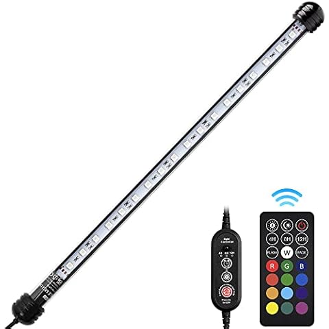 NICREW Fish Tank Light Waterproof with Remote Controller, Underwater RGB Multicolor LED Aquarium Lights with Timer, 4.5W Cover