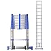 Produktbild Teleskopleiter Aluminium mit Stabilisator-Stange, für drinnen und draußen, Büro Klappleiter, strapazierfähig, tragbar, Traglast 330 lbs lxhff