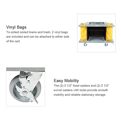 Hotel Cart Housekeeping Room Service Cart H 39" X W 58" X D 21" #TOP6