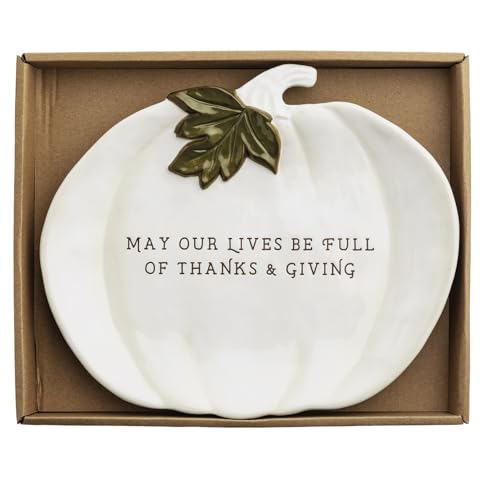 Mud Pie Thanksgiving White Pumpkin Sentiment Plate