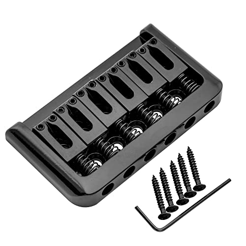 Musiclily 52.5Mm Fixed Hardtail Bridge Non-Tremolo Electric Guitar Bridge For 6 String Fender Strat Stratocaster Tele Telecaster Guitar Replacement, Black #TOP3