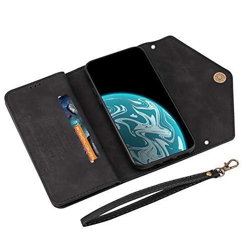 Housse portefeuille iPhone 13 Pro cuir mat fermeture éclair zippée - 4