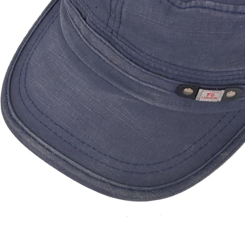Image of QZUnique Adjustable Flat Top Cap Solid Brim Army Cadet Style Military Hat