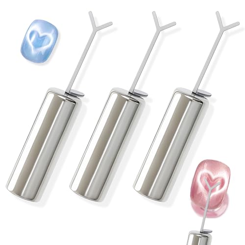 3 Pack Heart Magnet for Cat Eye Gel Polish, Heart Magnet for Nails, Cat Eye Magnetic Nail Art Tool Set,Magnet Sticks with Y-Shaped Guide, Professional Nail Magnet for Home and Salon