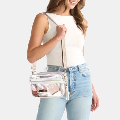 Image of Clear Crossbody Bag Stadium Approved Clear Purse - Transparent Messenger Bag with Front Pocket