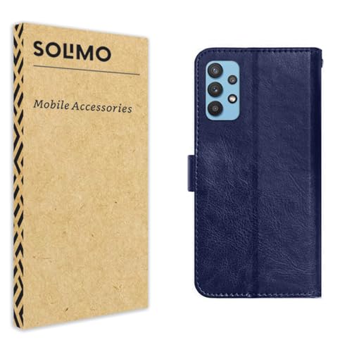 Amazon Brand – Solimo Samsung Galaxy M32 5G Flip Cover | Leather Finish | Inside Pockets & Inbuilt Stand | Shockproof Wallet Style Magnetic Closure Back Case Flipcover (Blue)- Best and cheap mobile covers in India