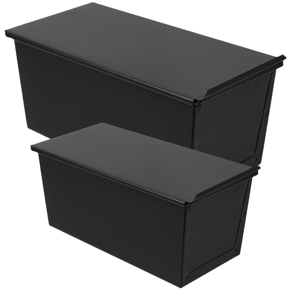 MAGICLULU Kohlenstoffstahl Toast Backform mit Deckel Nahtloses Design Vielseitig Einsetzbar Schwarze Antihaft Kastenform für Brot und Toast 2 Stück