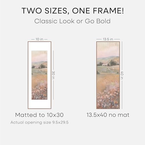 Image of Homeforia 13.5x40 Panoramic Frame Mocha, High End Metal 13.5x40 Picture Frames with Mat 10x30 Photo, 13.5 x 40 Poster Frames Matted to 10 by 30 Print, 40x13.5 Frames, Tempered Glass, Wall Kit, Set of 1
