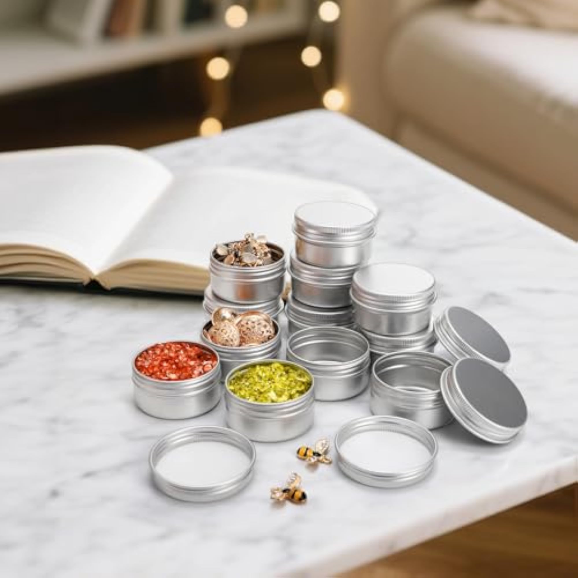 48 Pack 1 oz Round Tins Lip Balm Tin Containers