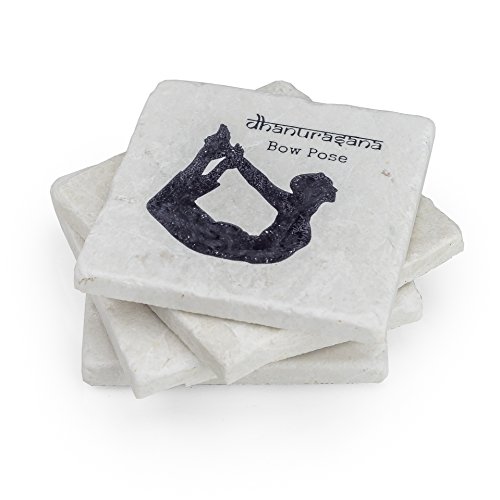 Yoga Gifts for Yoga Fans - Set of 4 Yoga Poses on Stone Coasters