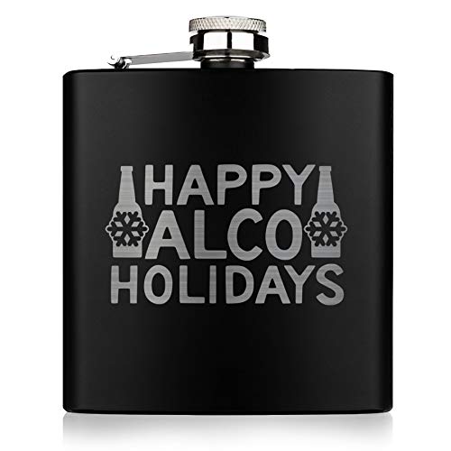 Geschenkfreude Hip Flask Black 180 ml Hip Flask Black 6 oz I Funny Hip Flask I Alcohol Bottle I Personalised with Engraving Gift for Men and Women Father's Day Saying