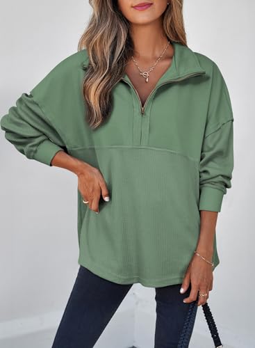 Image of SHEWIN Women Fall Sweatshirt Casual Half Zip Pullover Fall Top 2026 Clothes