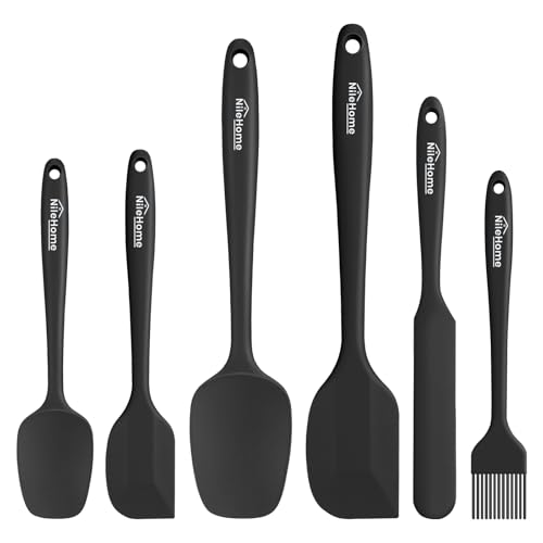 NileHome Silicone Spatula Set, 6 Pieces Food Grade Kitchen Utensils with Silicone Brush Heat Resistant BPA-free Rubber Spatula for Scraping, Baking, Cooking, Mixing