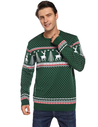 Image of Cowasto Mens Crewneck Christmas Sweater Family Matching Sets Knitted Sweater Pullover