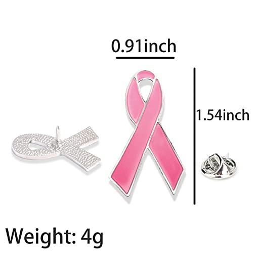Image of Pink Ribbon Brooch Pins for Breast Cancer Awareness, Breast Cancer Awareness Lapel Pin for Women Memorial Jewelry, Charity Events, Encouragement Gift