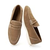 Meijiana Men's Genuine Leather Loafers Slip-On Moccasins Suede Dress Shoes, Lightweight and...