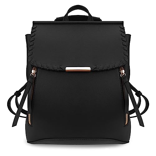 Ecoyin Leather Backpack Purse for Women Fashion Waterproof PU Backpacks Travel Casual Ladies Shoulder Bags Black