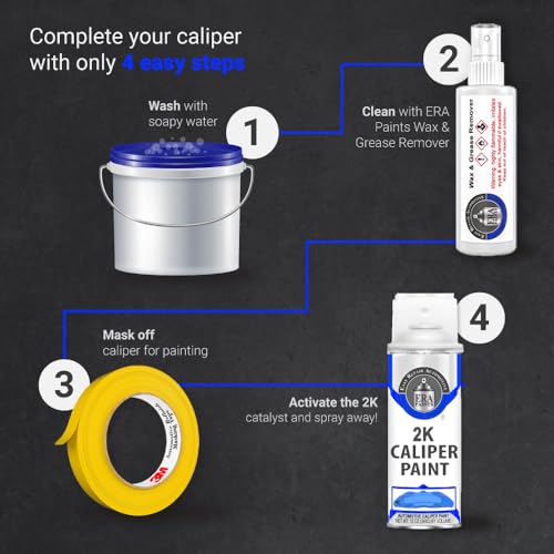 ERA Paints 2K Brake Caliper Paint Kit – Midnight Blue Metallic | High-Gloss Spray, 500°F Heat & Chemical Resistant | Complete DIY Kit with Degreaser, Gloves & Tape | Made in USA