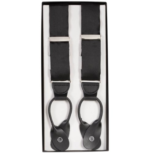Hold'em 100% Silk Suspenders For Women Y - Back Fancy Solid Button End Dress Suspender Made In Usa – Black #TOP3