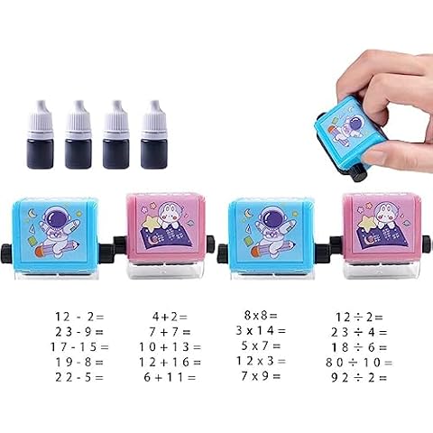 Xunnisa Beyonddraw Brain Improvement Device for Kids, Brain Improvement Device for Kids, Number Rolling Stamp, Addition and Subtraction Roller, Roller Digital Teaching Stamp Cover