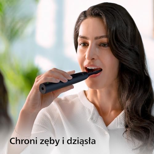 Philips Sonicare 4100 Elektryczna Szczoteczka do Zębów dla Dorosłych z 1 Główką Szczoteczki Sonicznej Philips W2 Optimal Black, Smukłym Etui Podróżnym i Ładowarką USB, Czarna (Model HX3683/54)