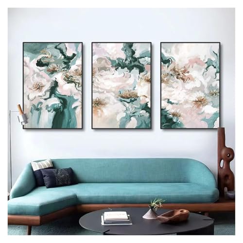 Art mural abstrait premium : affiche fleurs vert et rose XENITE impression haute définition - 4