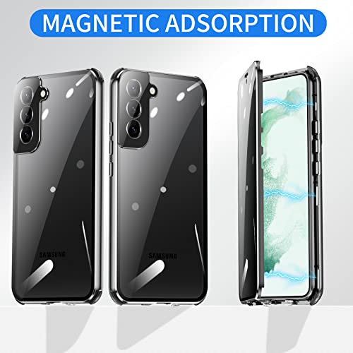 Jonwelsy Anti Peeping Case for Samsung Galaxy S22, 360 Degree Protection 4 Anti-Drop Corners Front Privacy Glass Cover Anti SPY Peep Screen Magnetic Adsorption Metal Bumper for Samsung S22 (Silver) - Image 5