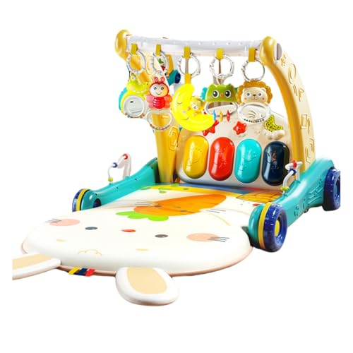 NIGOE幼児用ペダルピアノ、ベビーフィットネスラック、両用歩行器、おもちゃ、幼児教育、多機能音楽、室内遊具(充電式、赤) (グリーン,充電式)
