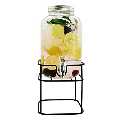 Drink Lab 8L Glass Beverage Dispenser with Base - Vitrolero for Soda, Juice, Water