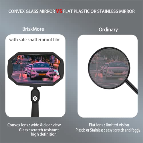 image for BriskMore Bar End Bike Mirrors, High–Definition Convex Glass Lens fo