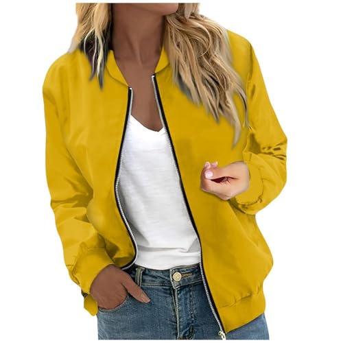 Veste de baseball femme zippée et fluide manteau uni coupe ample confort