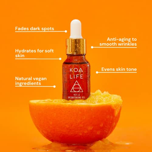 Koa Life Vitamin C Brightening Oil For Face, Anti Aging Serum With Vitamin E, Rosehip, Hemp, Safflower Oil, Grape Seed Oil, Hydrating, Reduce Dark Spots, Fine Lines And Wrinkles, 0.5 Fl Oz #TOP2