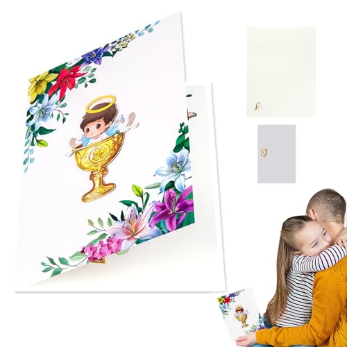 Carte sculpture en papier avec ange et motif de bénédiction