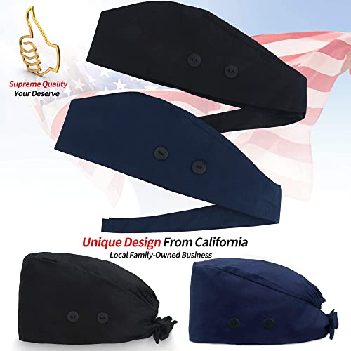 Image of ABAMERICA Working Caps with Button and Sweatband, Adjustable Working Hats for Women Men, One Size(Tie Back or Toggle)