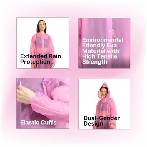 Image of Citizen Eco-Friendly EVA Poncho Raincoat for Men & Women, Lightweight Waterproof Coat with Hood, Adjustable Drawstring, Button Closure Outdoor Rainwear