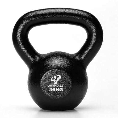 Image of Jimwalt Heavy Duty Enameled Cast Iron Kettlebell | Smooth Non-Slip Grip, Chip-Resistant Coating | Perfect for Strength Training & Home Gym (Enameled Coated 36KG)