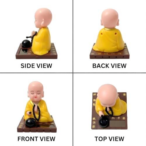 Image of WinsomeCollection Solar Powered Buddha Showpiece for Home Decor | Table Showpiece for Living Room, TV Unit | Decorative Spiritual Idol | Gift Item | Monk Baby Moving Head and Hand