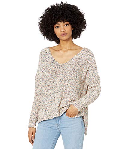 cupcakes and cashmere Women's Gardner Multi Speckled V Neck Sweater, Ivory, Small