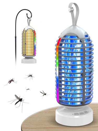 anysun Mata Mosquitos Electrico, Lampara Antimosquitos con Luz LED para Interior y Exterior, Antimosquitos Electrico de 3000V Resistente al Agua para el Hogar, Patio, Jardín y Camping (Gris)