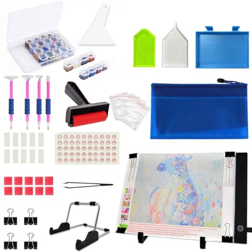 Miniatura 8 de Jusoney Mesa De Luz, Mesa Luz, Kit De 41 Piezas De Pintura Con Diamantes 5d Con Caja De Mesa Luz De Brillo Regulable, Accesorios De Pintura De Diamantes Con Tabla De Luz, Mesa De Luz Niños