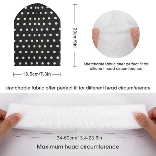 Polka Dot Pattern Kids Beanie Hat for for Girls Boys Children Cap Winter Knitted Chemo Cancer Headwear Accessories Gifts Decoration Black2
