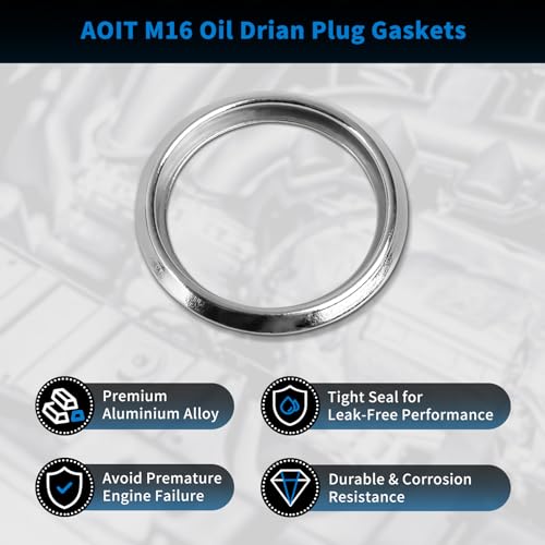 Image of 10 Pcs M16 Oil Drain Plug Gaskets Crush Washers Seals Rings Fits for S ubaru Outback Legacy Impreza Forester BRZ XV Crosstrek, Replacement for The Part # 803916010, Used for Oil Change