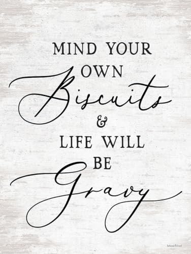 Typography Signs Wall Art, Mind Your Own Biscuits Custom Framed