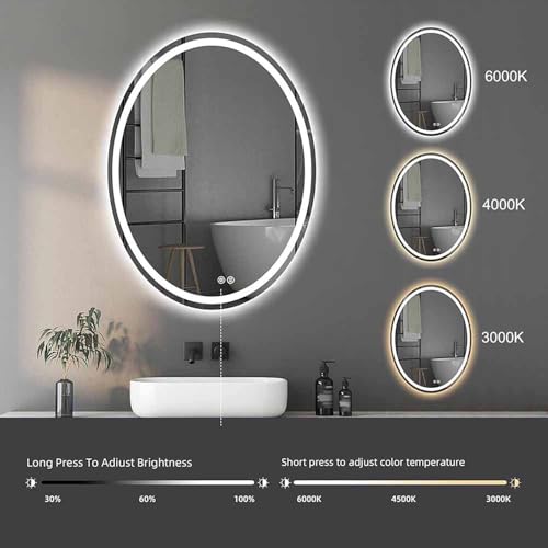 Miroir de salle de bain ovale anti-buée à éclairage variable - 5