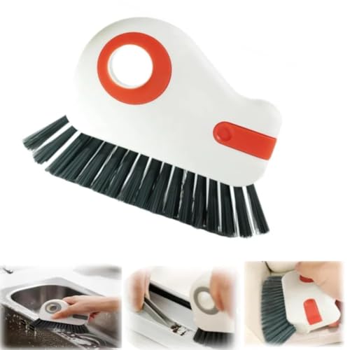 Groove 2 in 1 Multifunction Hard Bristle Cleaning Brush with Hidden Scraper for Sliding Door Track...